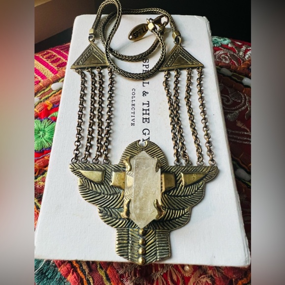 SOLD Spell And The Gypsy Dark Side of the Moon Necklace With Crystal Stone Brass - Picture 2 of 11